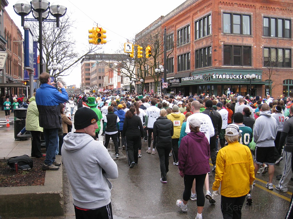 Shamrocks and Shenanigans 5K 2010 0510.jpg - The 2010 Shamrocks and Shenanigans 5K race in Ann Arbor MI. Cool and damp, and crowded.